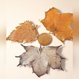 3 Stunning Filigree Liefs 2 Gold Tone 1 Silver Tone pendants